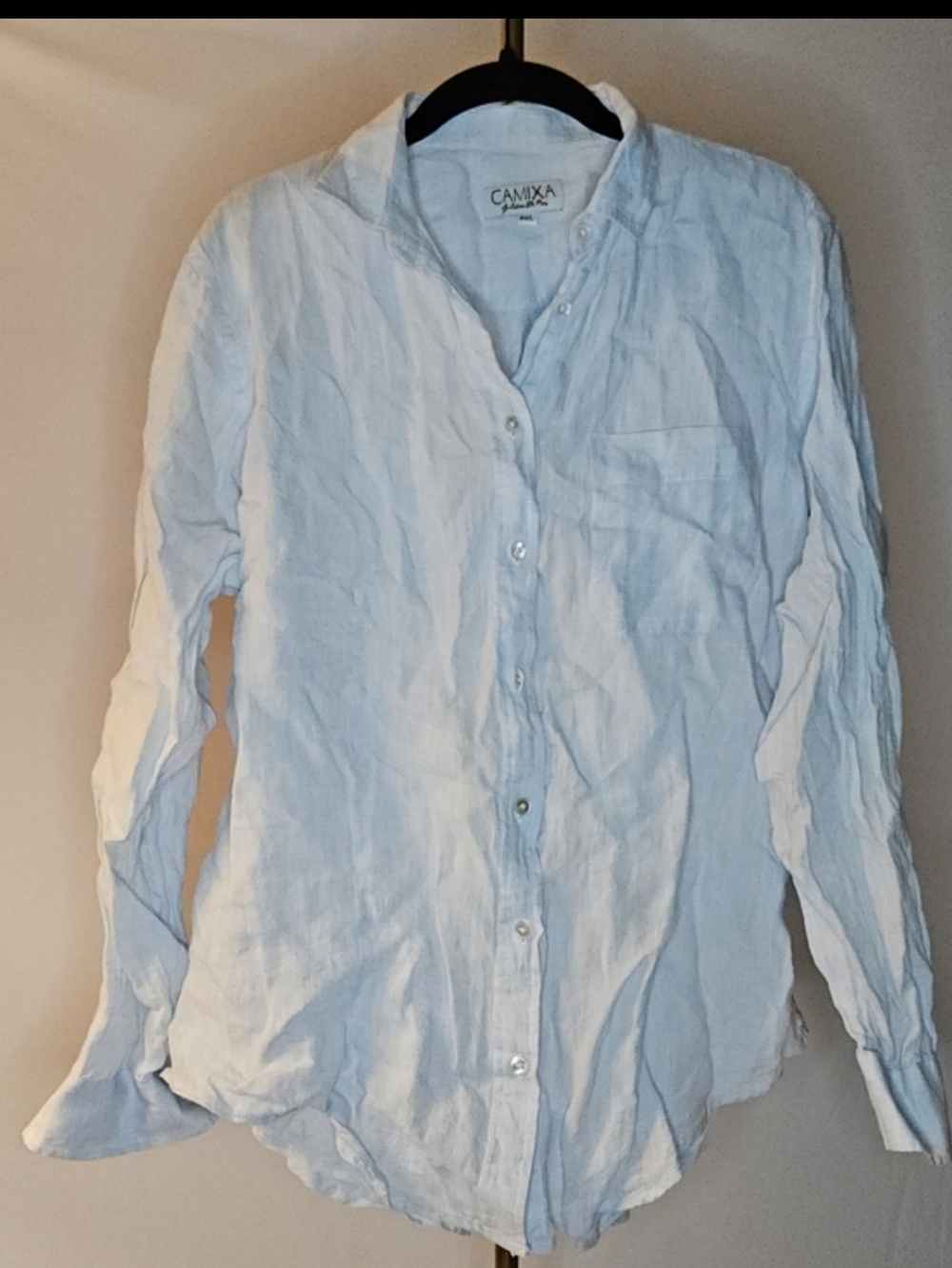 Camixa 100% Linen Button Down Shirt Light Blue Slim Fit